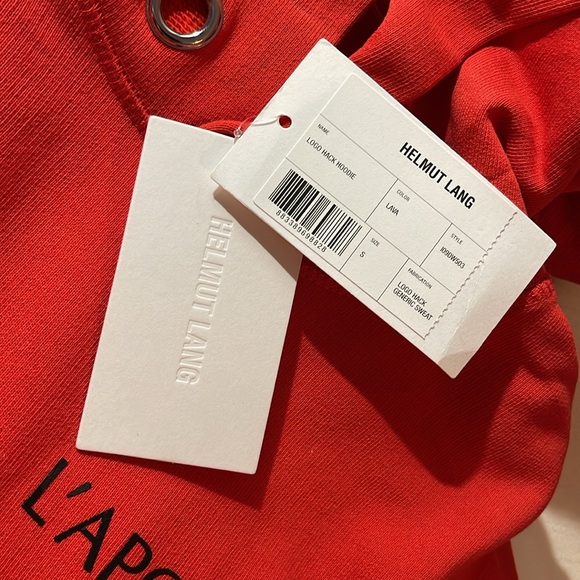 Helmut Lang hoodie in red featuring "L'Apocalypse Joyeuse 1986" - Picture 6 of 6